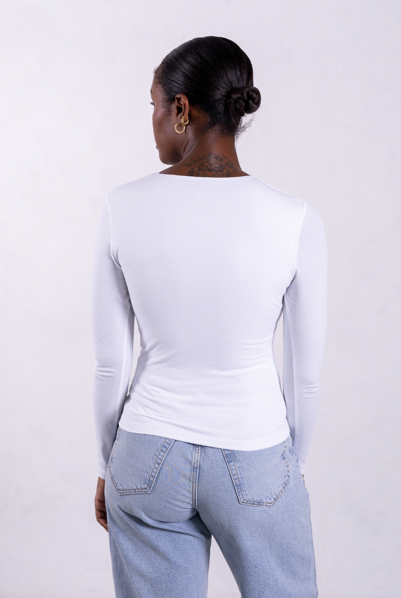 organic cotton long-sleeve crew neck t-shirt white