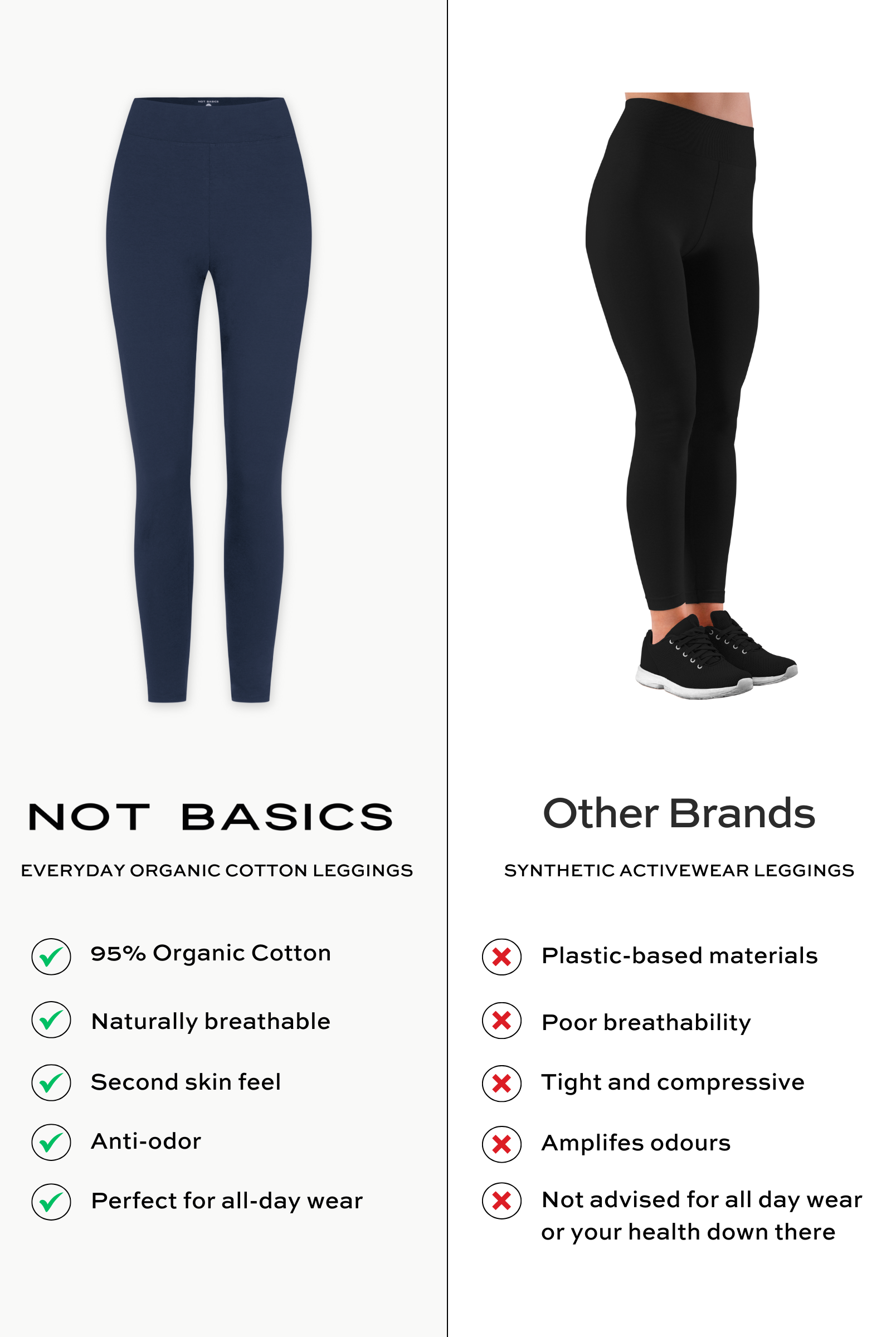 organic cotton leggings, outer space, side by side graphic