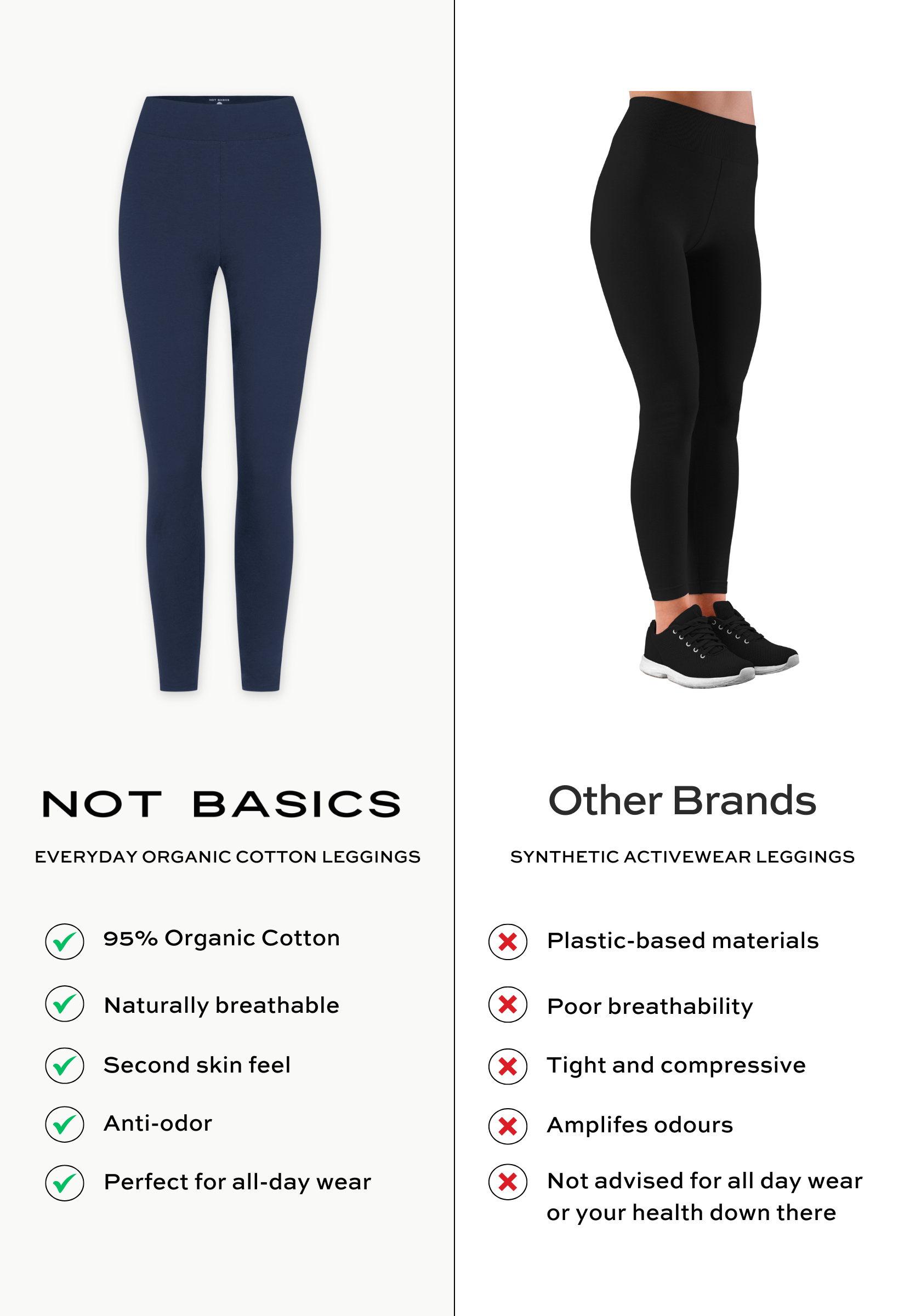 organic cotton leggings, outer space, side by side graphic