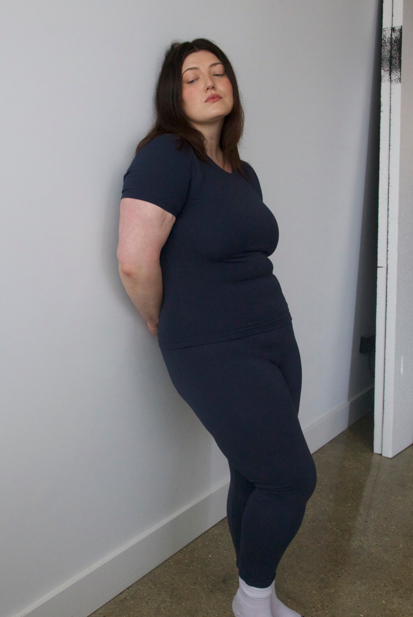 organic cotton leggings, outer space, side