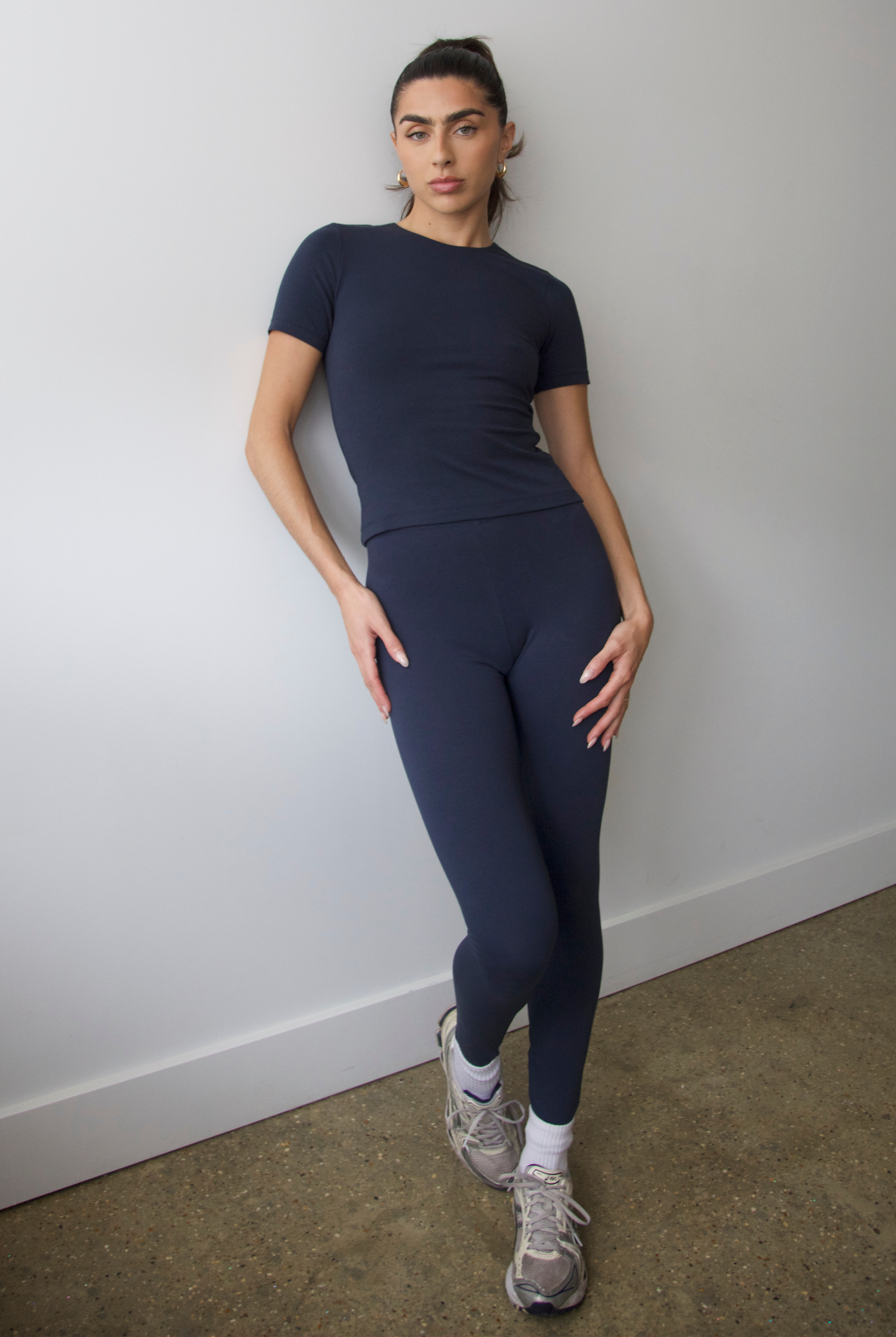 organic cotton leggings, outer space, front