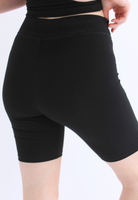 back of black organic cotton cycling shorts