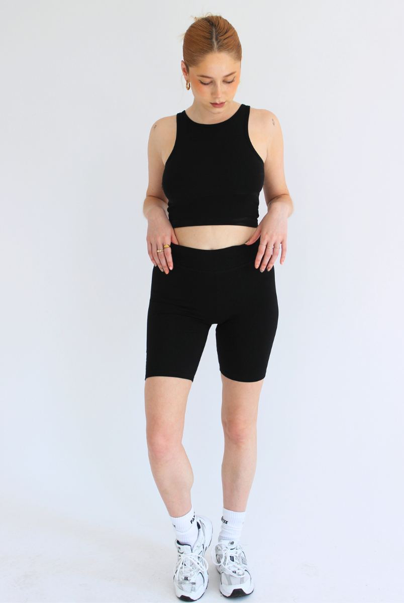 black organic cotton cycling shorts