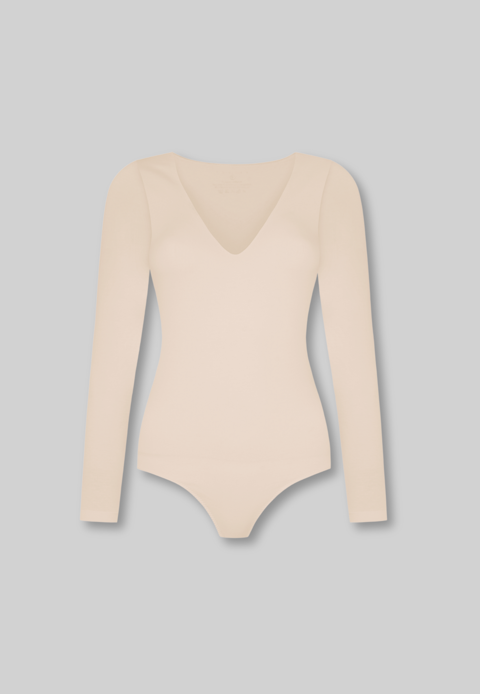 cutout of oat organic cotton v-neck long sleeve bodysuit