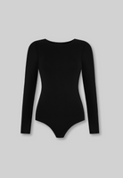 cutout of black organic cotton long sleeve bodysuit
