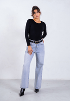 styled image of black organic cotton long sleeve bodysuit