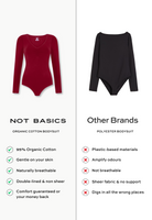 red organic cotton sweetheart bodysuit comparison