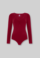 cutout of red organic cotton sweetheart bodysuit