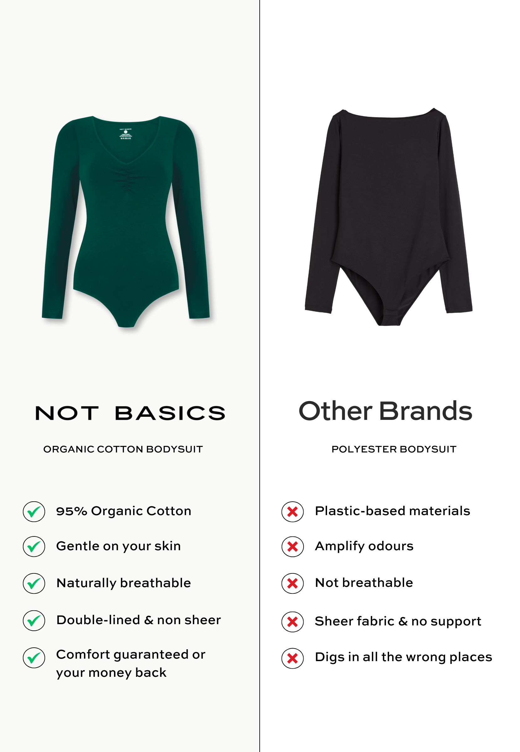 green organic cotton sweetheart long sleeve bodysuit comparison