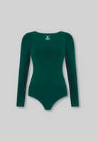 cutout of green organic cotton sweetheart long sleeve bodysuit