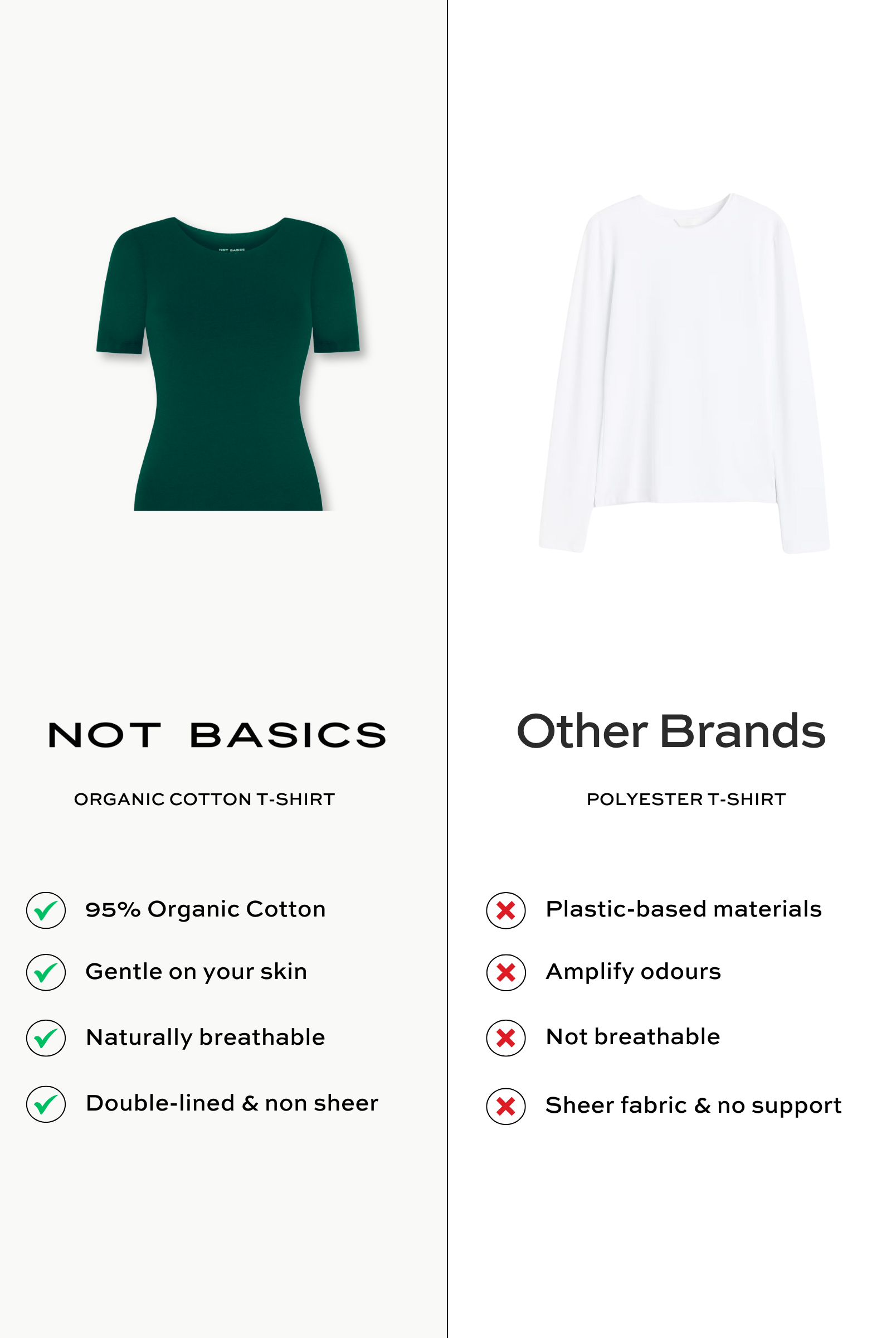 organic cotton t-shirt, evergreen, side by side graphic