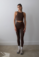 organic cotton wrap leggings, hot fudge, front