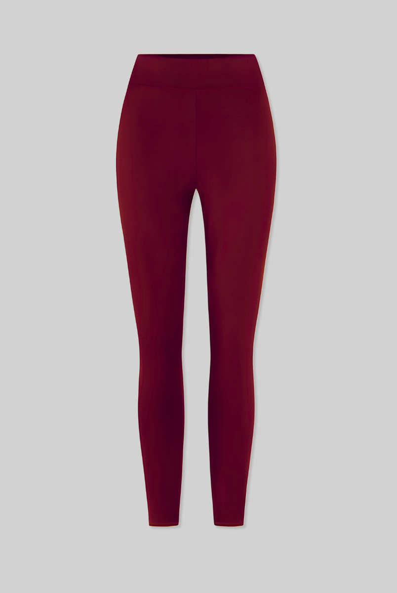 full length red organic cotton leggings