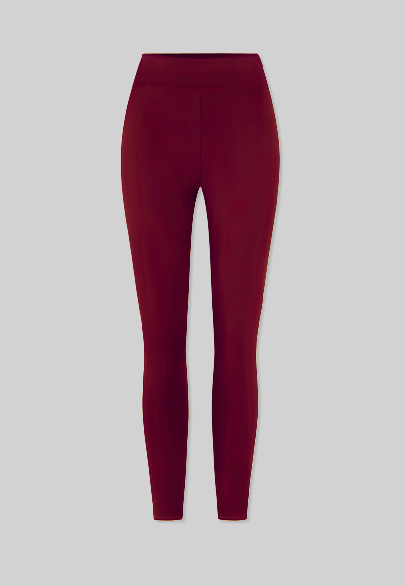 full length red organic cotton leggings