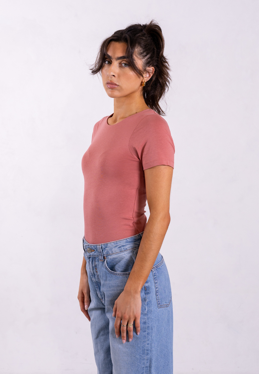 organic cotton rose pink short sleeve crew neck t-shirt