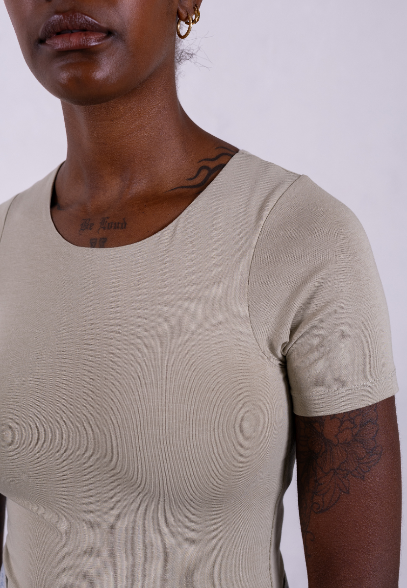 organic cotton short sleeve sage grey crew neck t-shirt