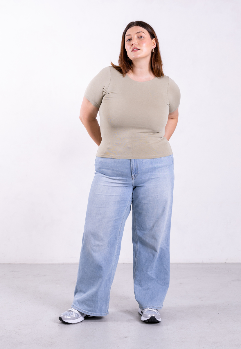 sage grey organic cotton short sleeve crew neck t-shirt