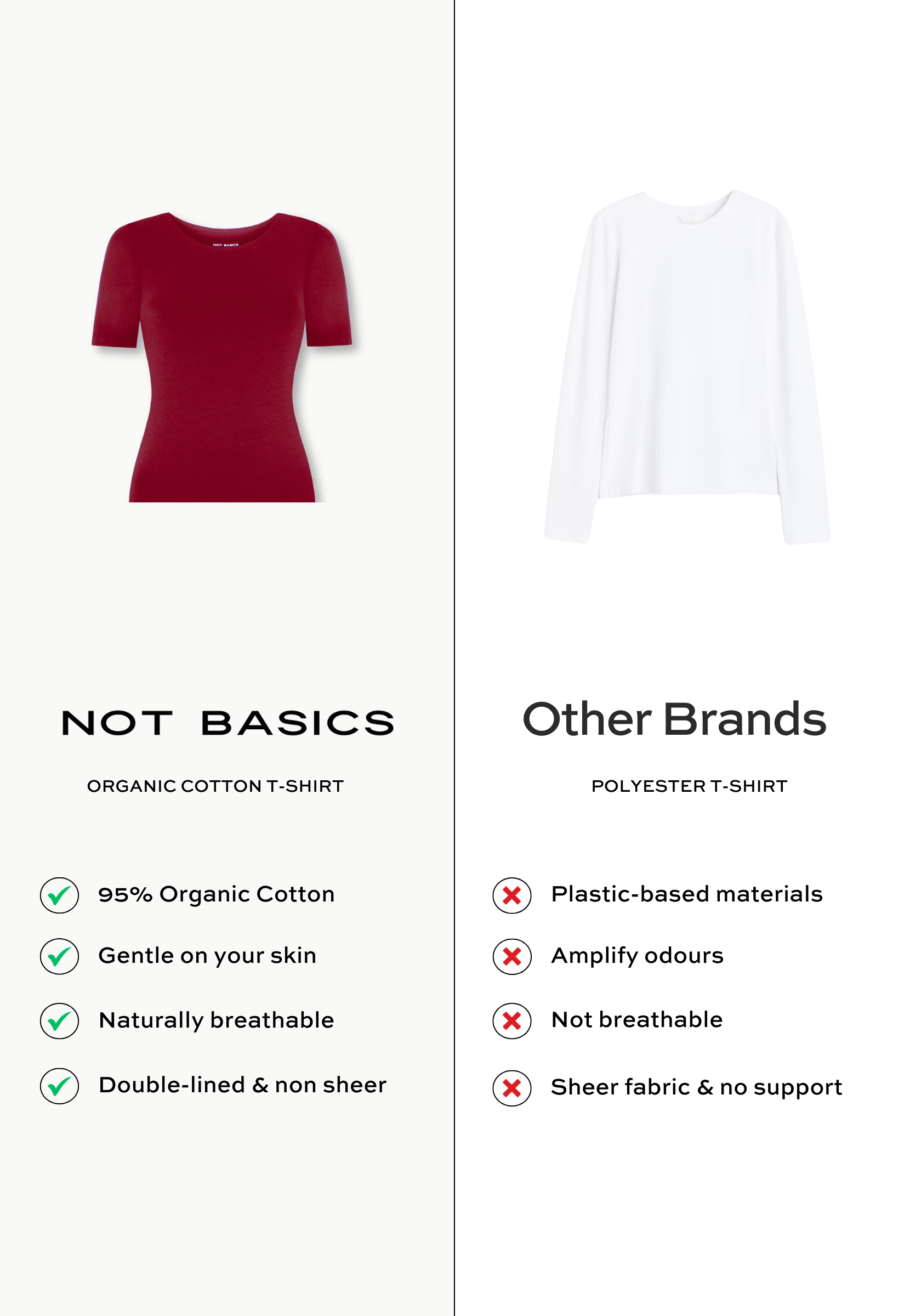 organic cotton t-shirt, ruby wine, side by side graphic