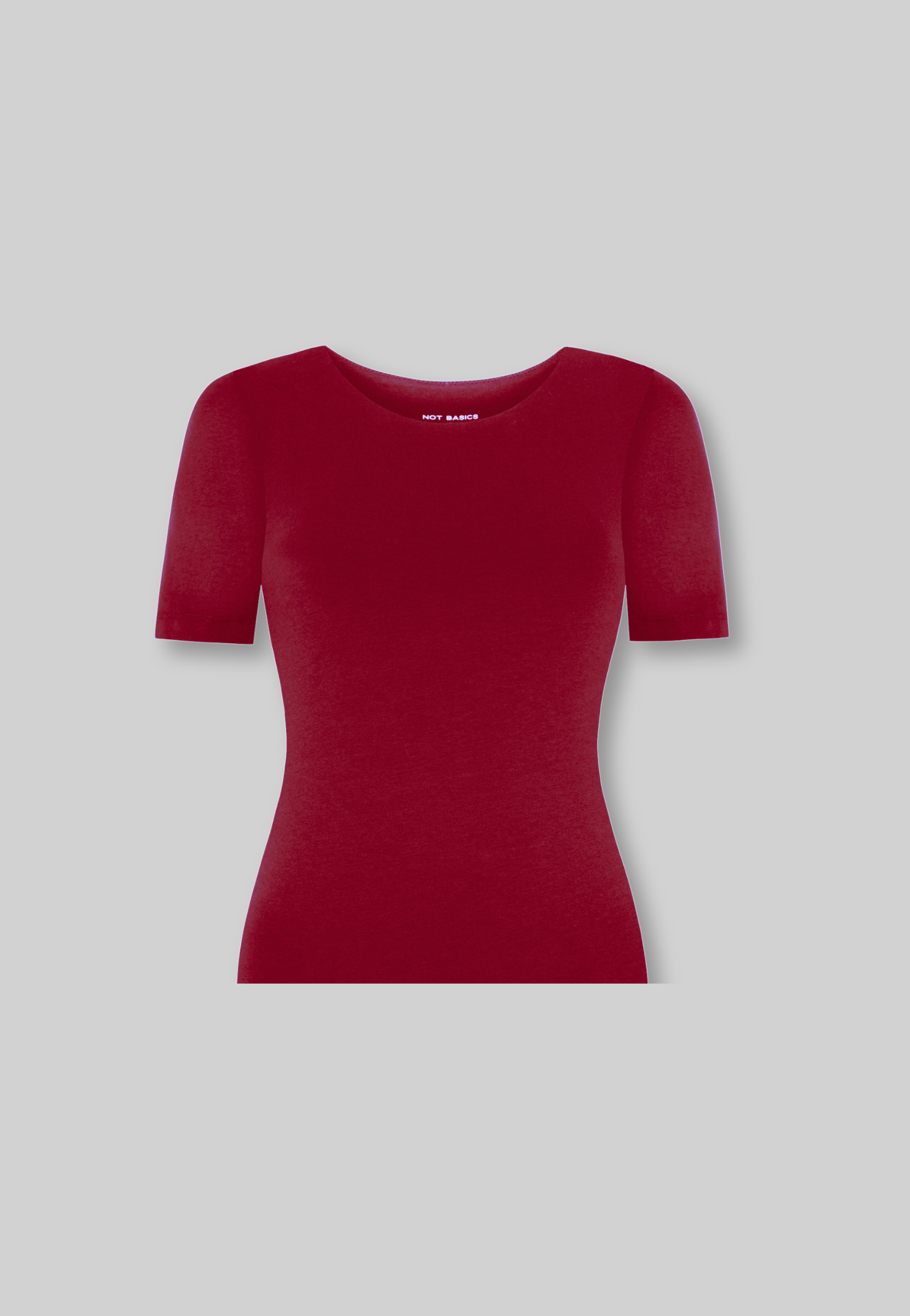 organic cotton t-shirt, ruby wine, cut out
