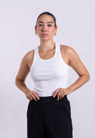 white ribbed cotton tank top