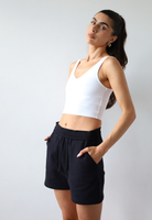 Organic Cotton Sweat Shorts, Black, Front