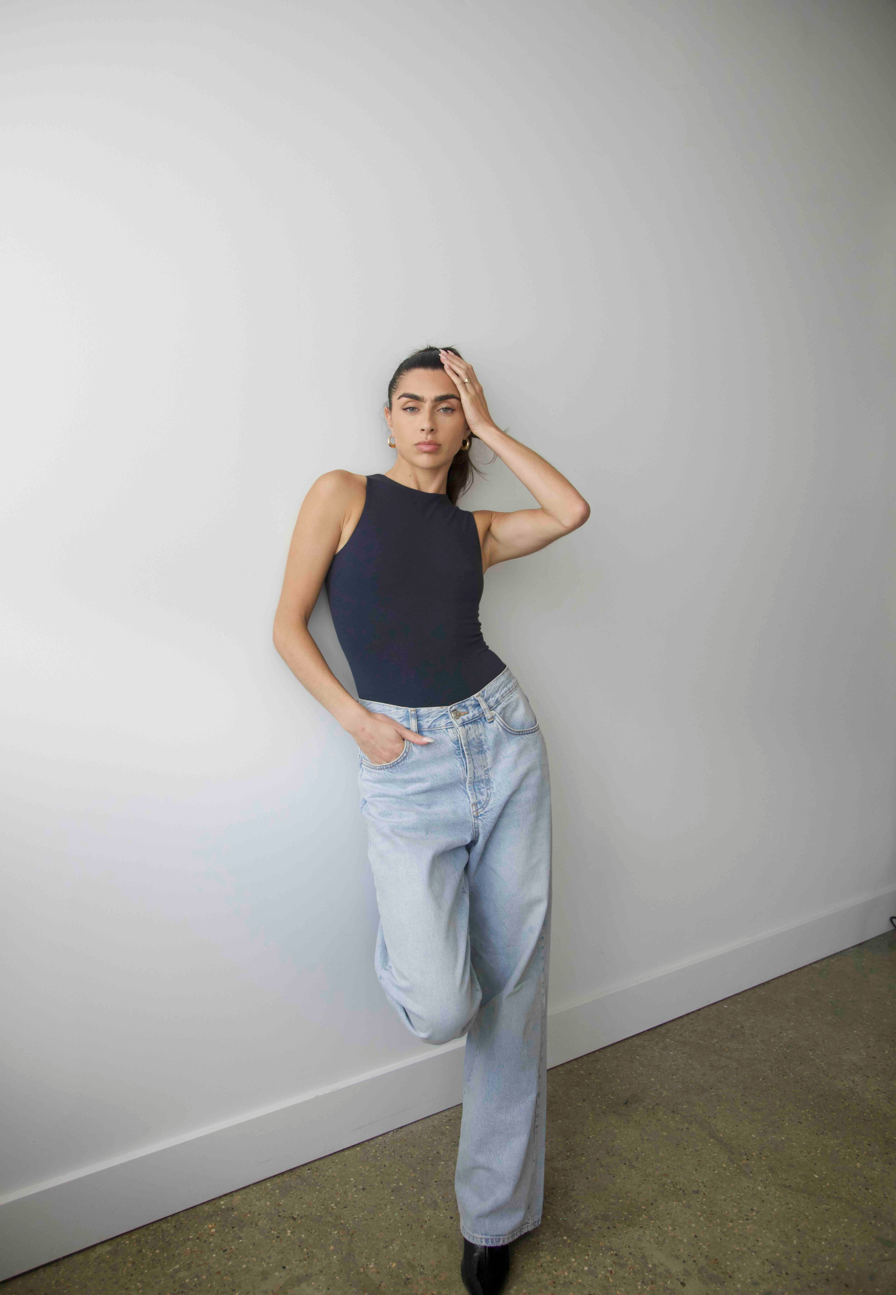 High Neck sleeveless bodysuit, Outer Space, Front 