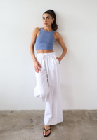 Organic cotton high neck cropped tank top, light blue, front