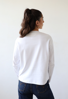 organic cotton long sleeve relaxed fit crew neck t-shirt, white, back