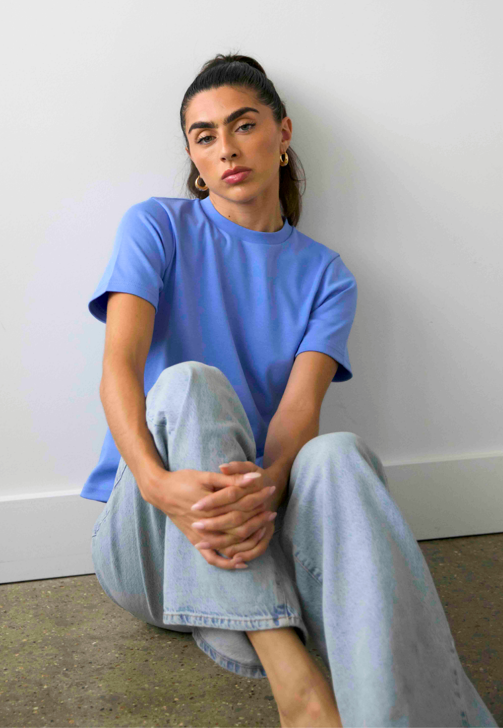 Front, Relaxed fit T-shirt, Cornflower Blue 