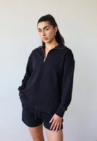 Organic Cotton Quarter Zip Sweatshirt, Black, Front