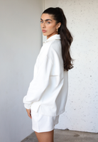 Organic Cotton Quarter Zip Sweatshirt, Off White, Side