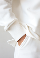 Organic Cotton Quarter Zip Sweatshirt, Off White, Cuff Detail