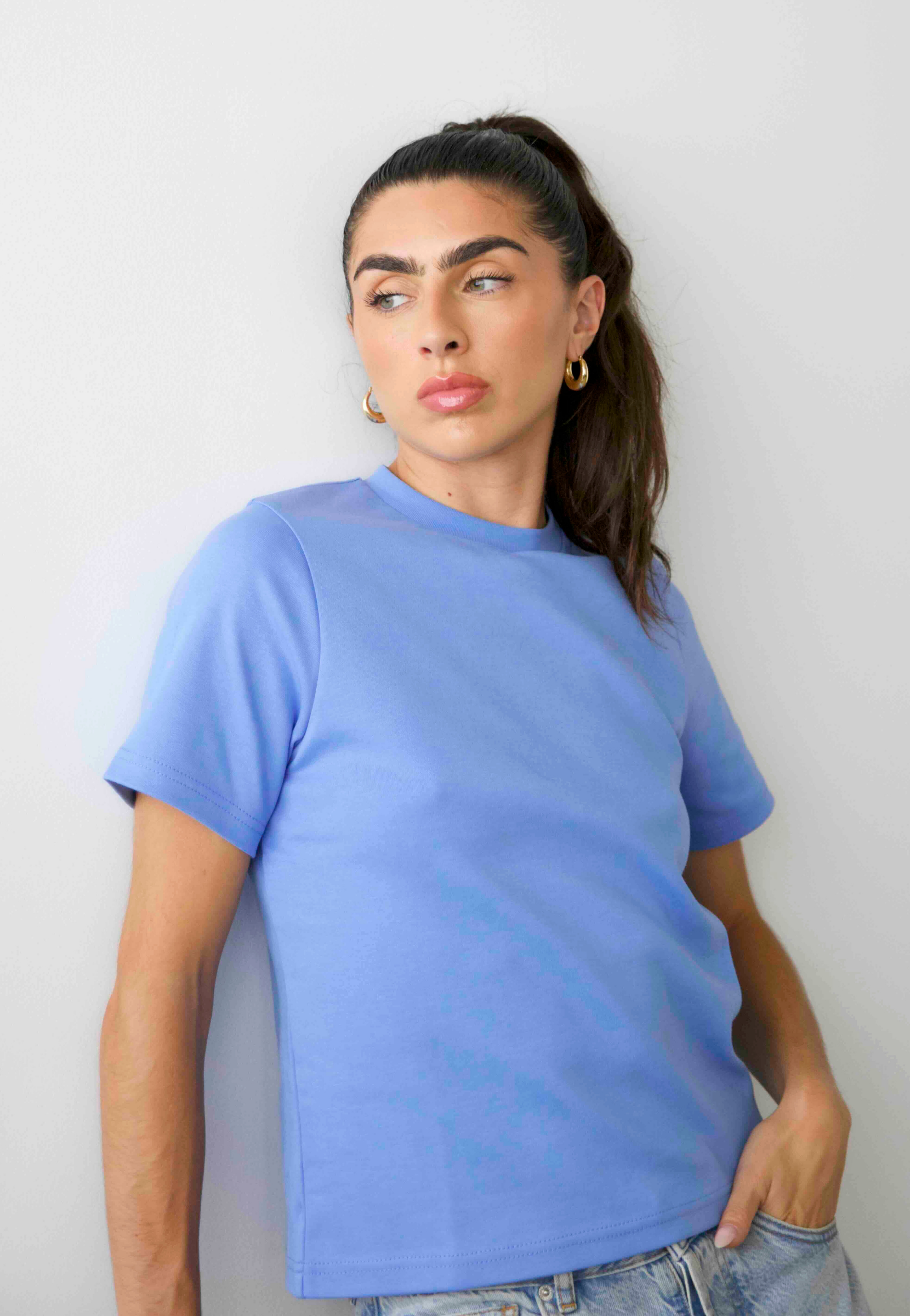 Side, Relaxed fit T-shirt, Cornflower Blue 