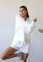 Organic Cotton Quarter Zip Sweatshirt, Off White, Front