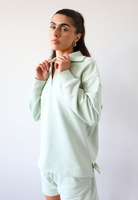 Organic Cotton Quarter Zip Sweatshirt, Light Green, Front