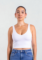 Front V-neck Crop Tank, White 