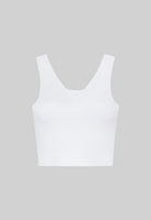 Cut out V-neck Crop Tank, White 