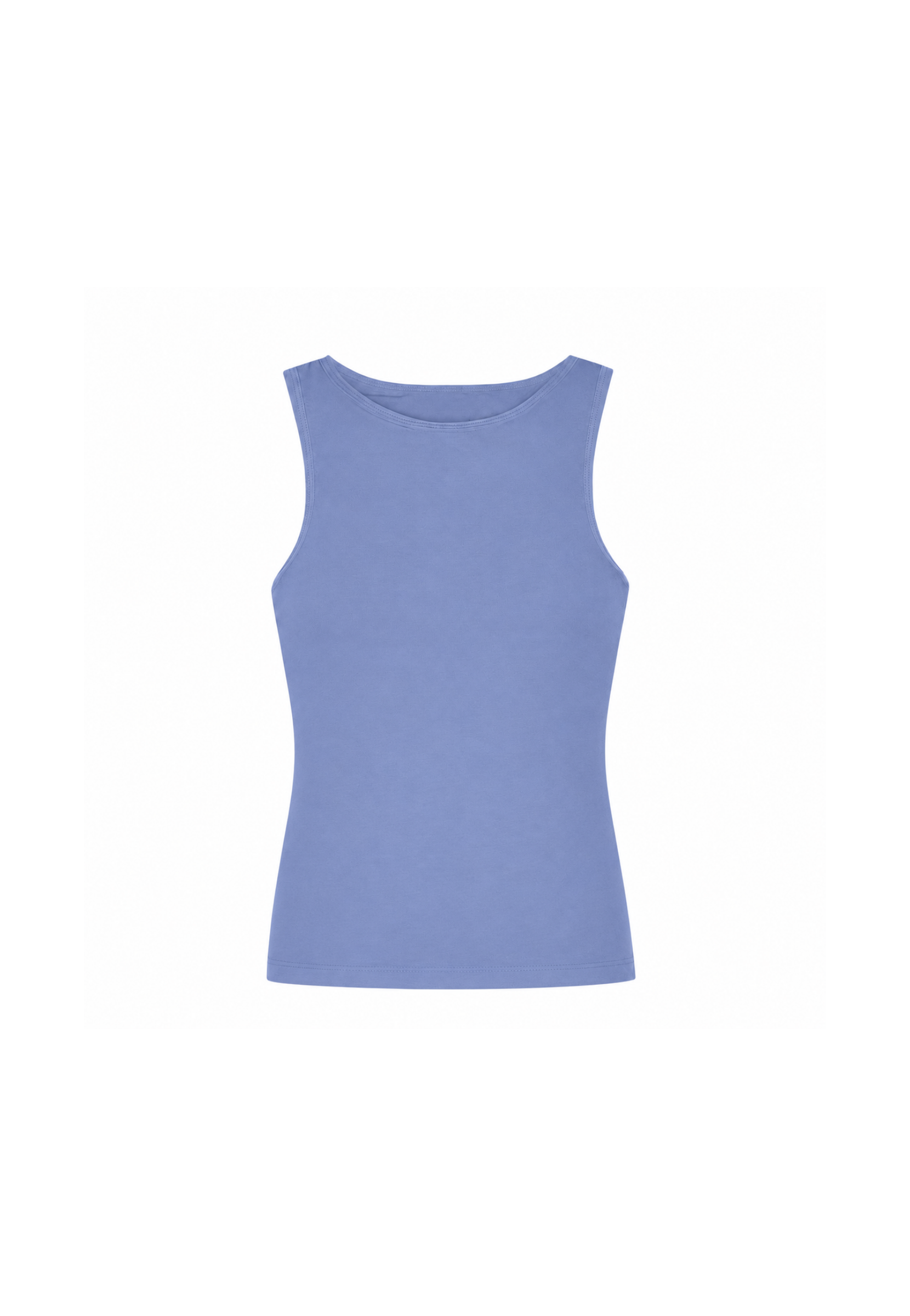 Organic cotton high neck tank top, light blue, cut out
