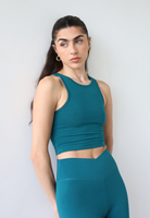 organic cotton wrap waist leggings teal, front