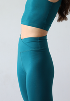 organic cotton wrap waist leggings teal, detail 