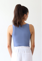 Organic cotton high neck tank top, light blue, back