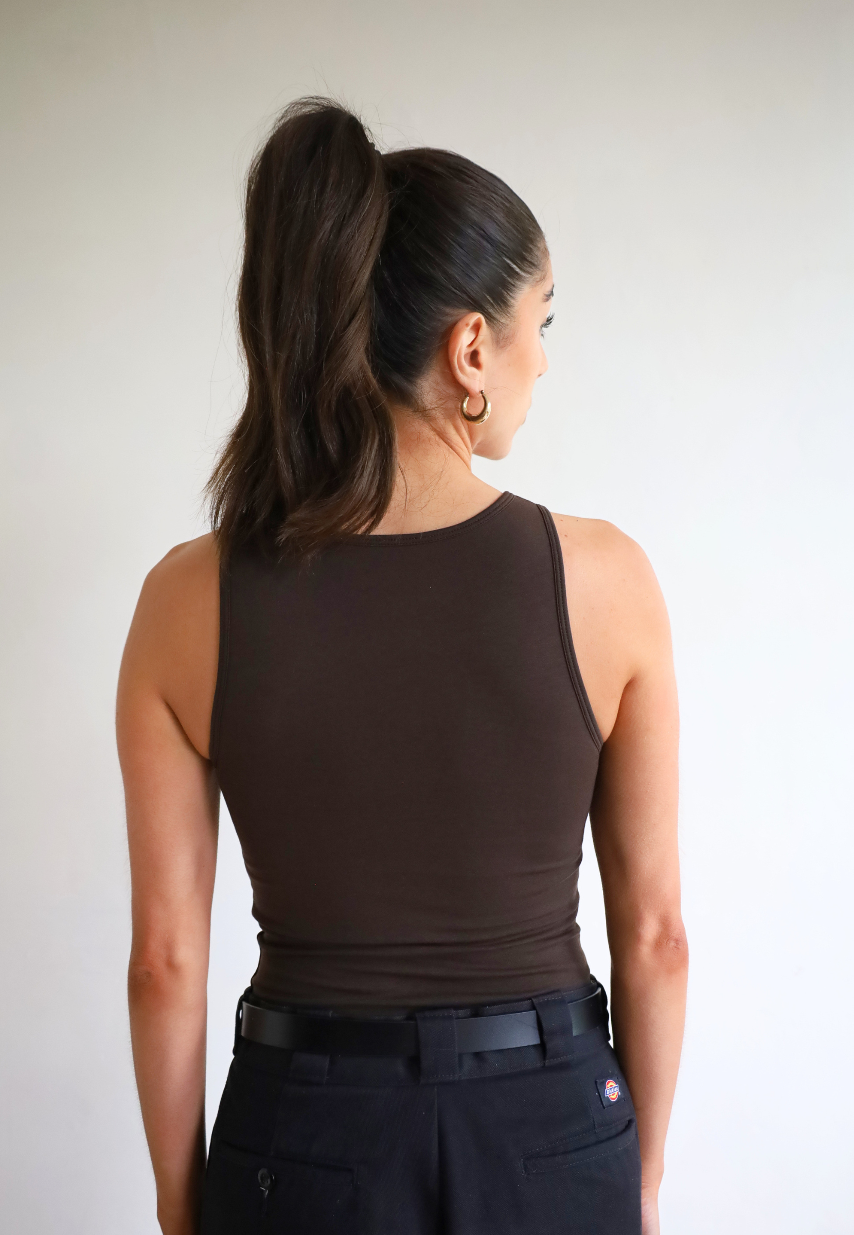 Womens organic cotton  high-neck tank top, Brown