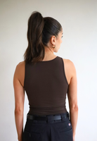Womens organic cotton  high-neck tank top, Brown