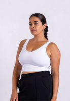 Front V-neck Crop Tank, White 