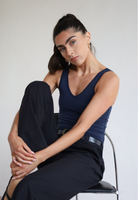 Womens organic cotton v-neck tank top, navy blue 