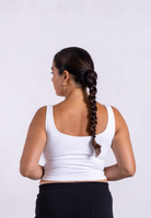 Back, V-neck Crop Tank, White 