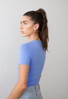 Side Cornflower Blue Organic Cotton Crew Neck T-shirt