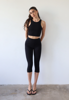 Organic cotton Capri Leggings, black, front