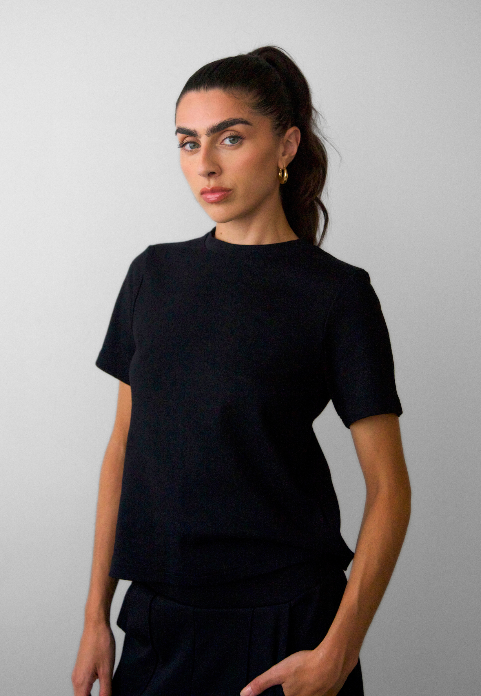 Front, Relaxed Fit T-shirt, Black 