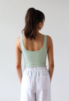 Organic cotton high neck tank top, light green, back